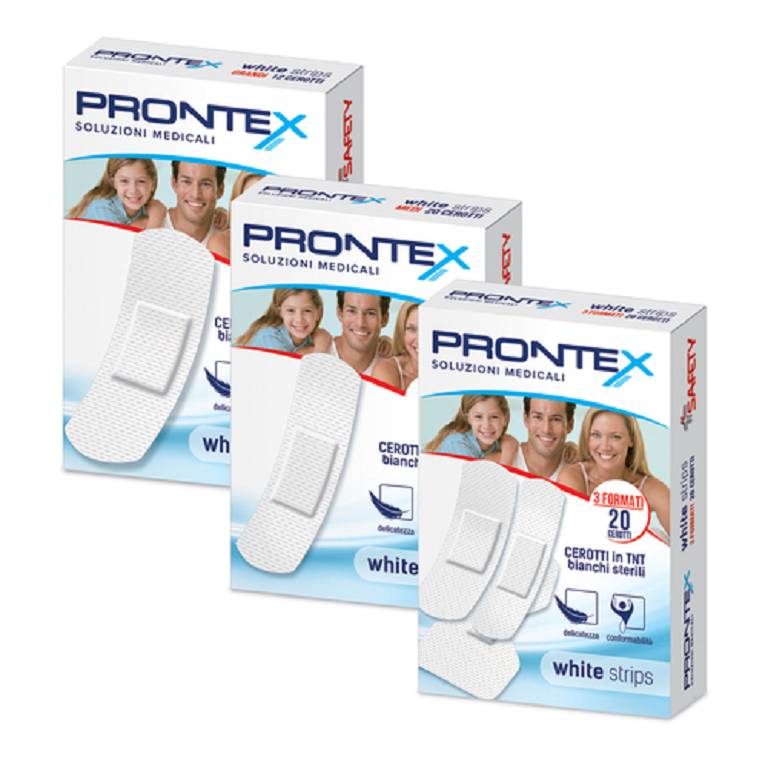 12 cerotti grandi White Strips in tessuto non tessuto sterili Prontex