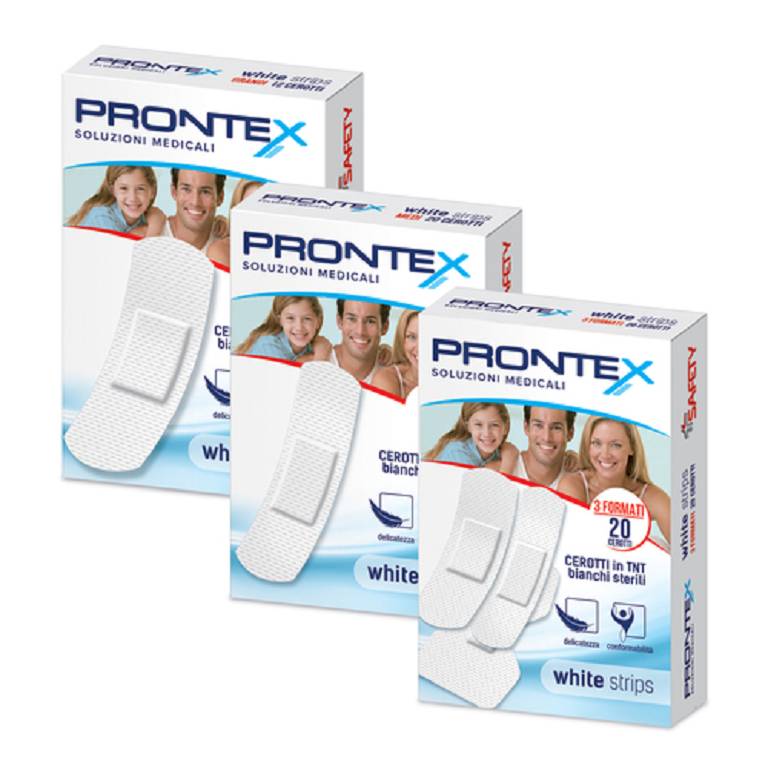 20 cerotti 3 formati White Strips in tessuto non tessuto sterili Prontex