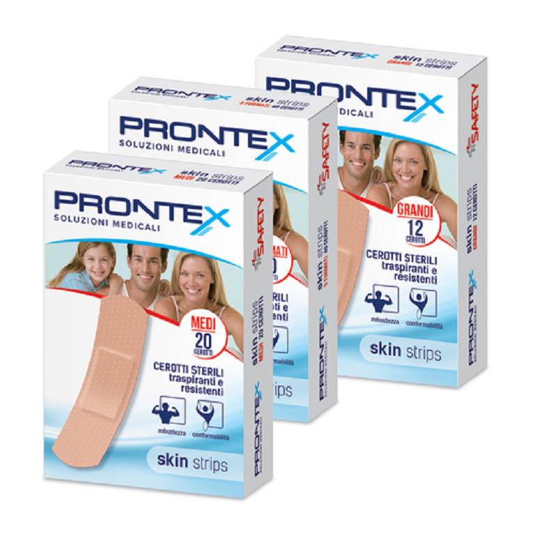 20 cerotti medi Skin Strips sterili traspiranti e resistenti Prontex