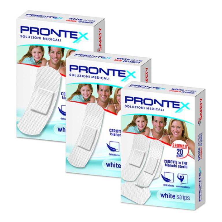 20 cerotti medi White Strips in tessuto non tessuto sterili Prontex