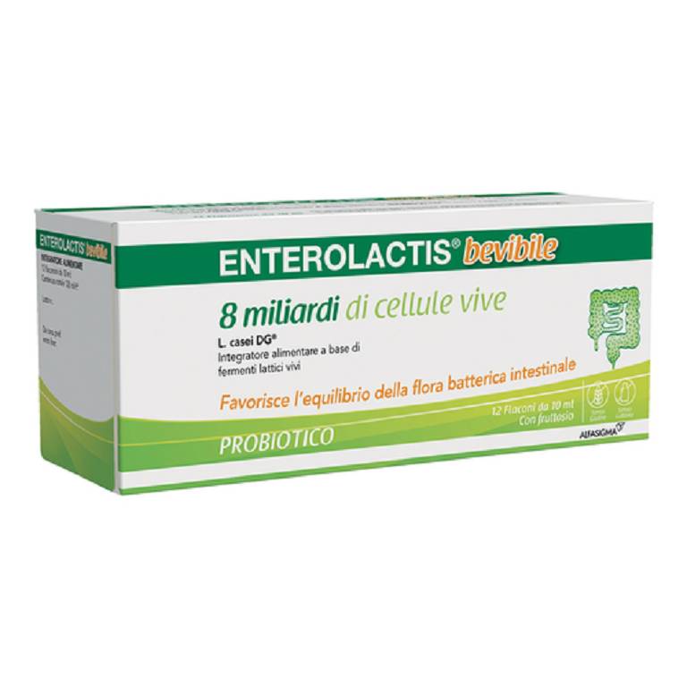 Enterolactis bevibile: integratore di fermenti lattici vivi. 12 flaconcini da 10 ml