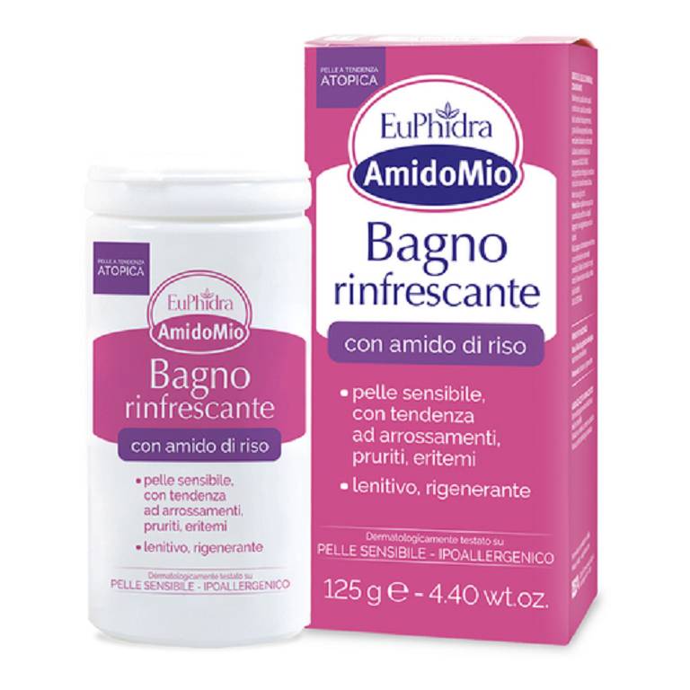 EuPhidra AmidoMio Bagno Rinfrescante Senza Profumo Amido di Riso Puro Ipoallergenico 125 g