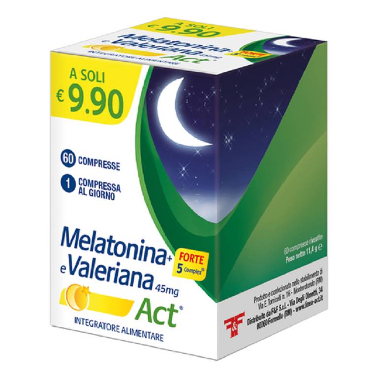 Melatonina act forte 60 cpr integratore alimentare melatonina + valeriana