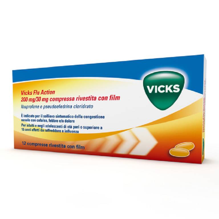 VICKS FLU ACTION*12CPR200+30MG